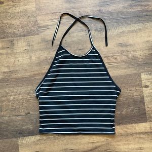 Stiped Halter Crop Top